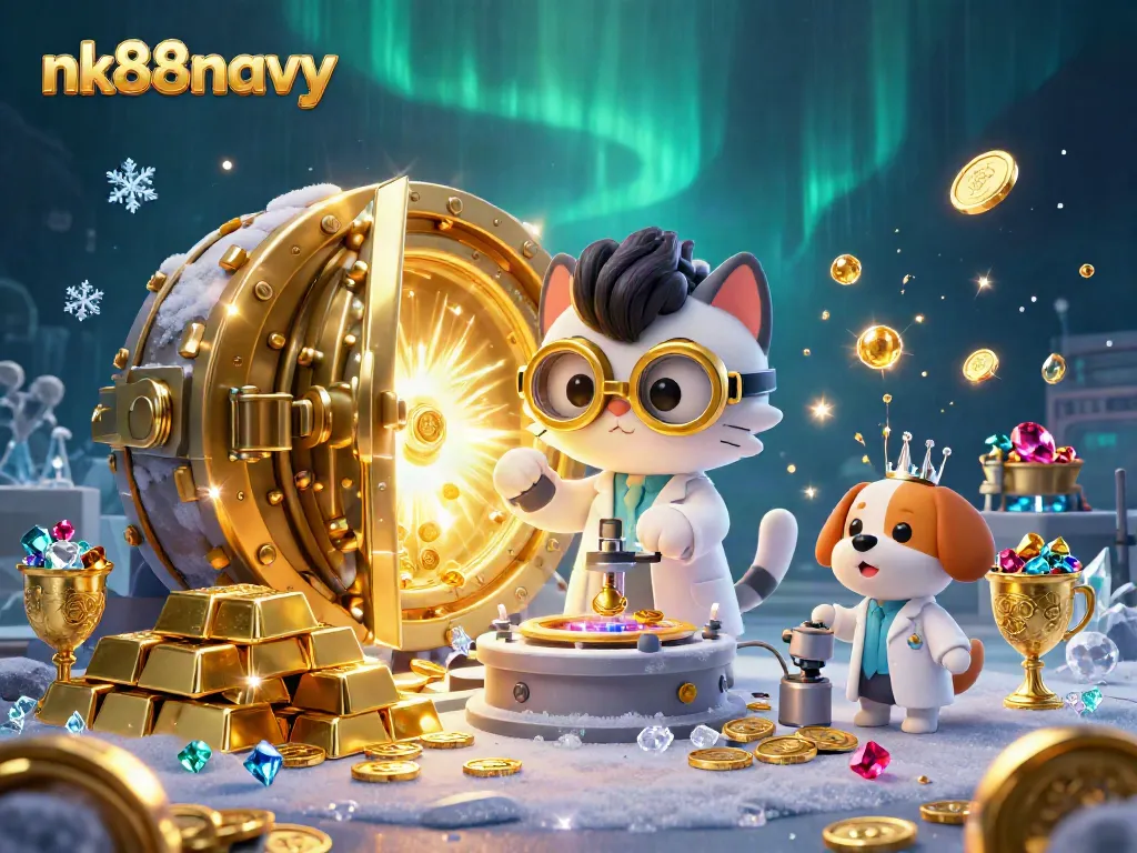 Experience thrilling winnings and vibrant action at nk88navy with a dynamic casino scene of magical golden treasures.