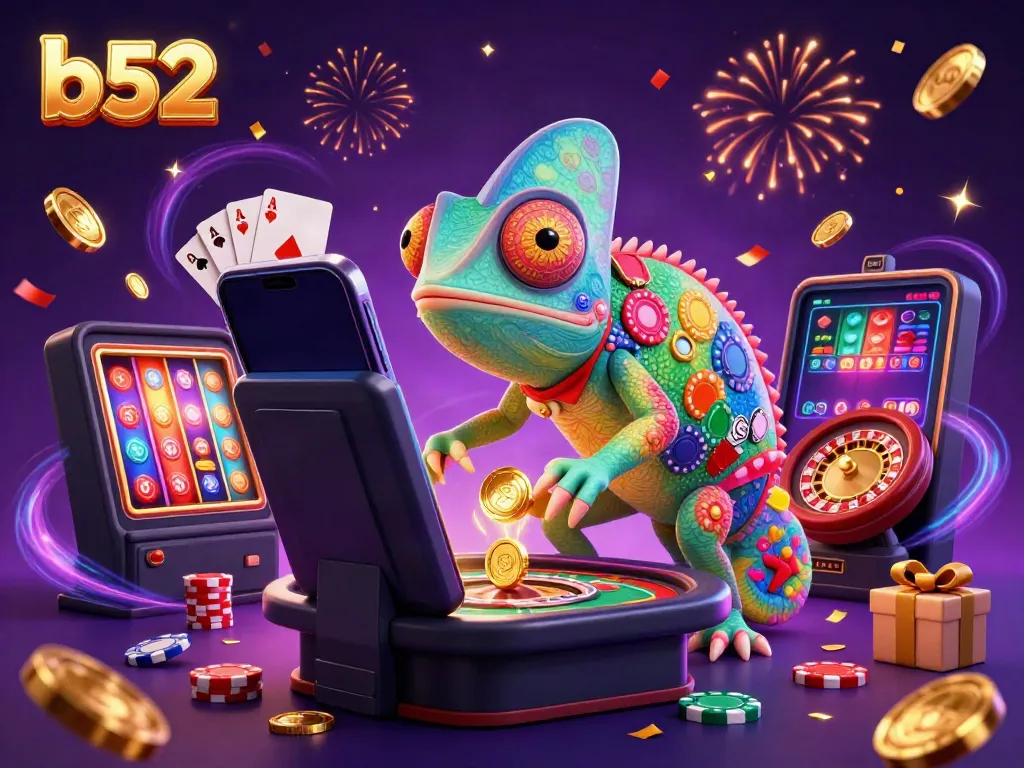 Engage with b52 casino adventures while a vibrant chameleon owner earns golden coins.