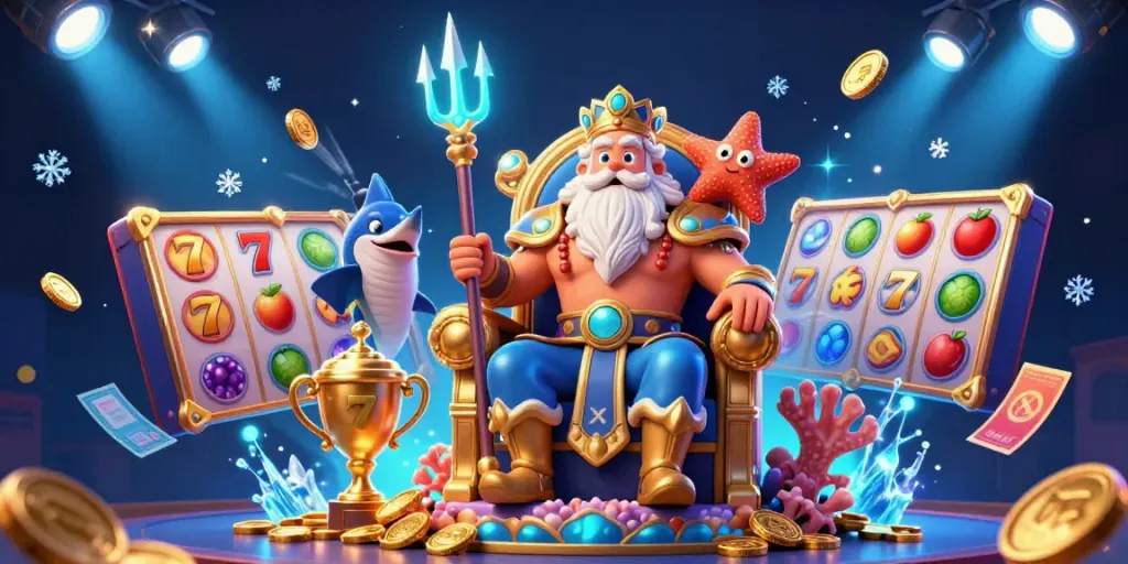 Situs slot gacor showcasing an ultra-detailed digital art scene with slot reels, Neptune, and vibrant game elements.