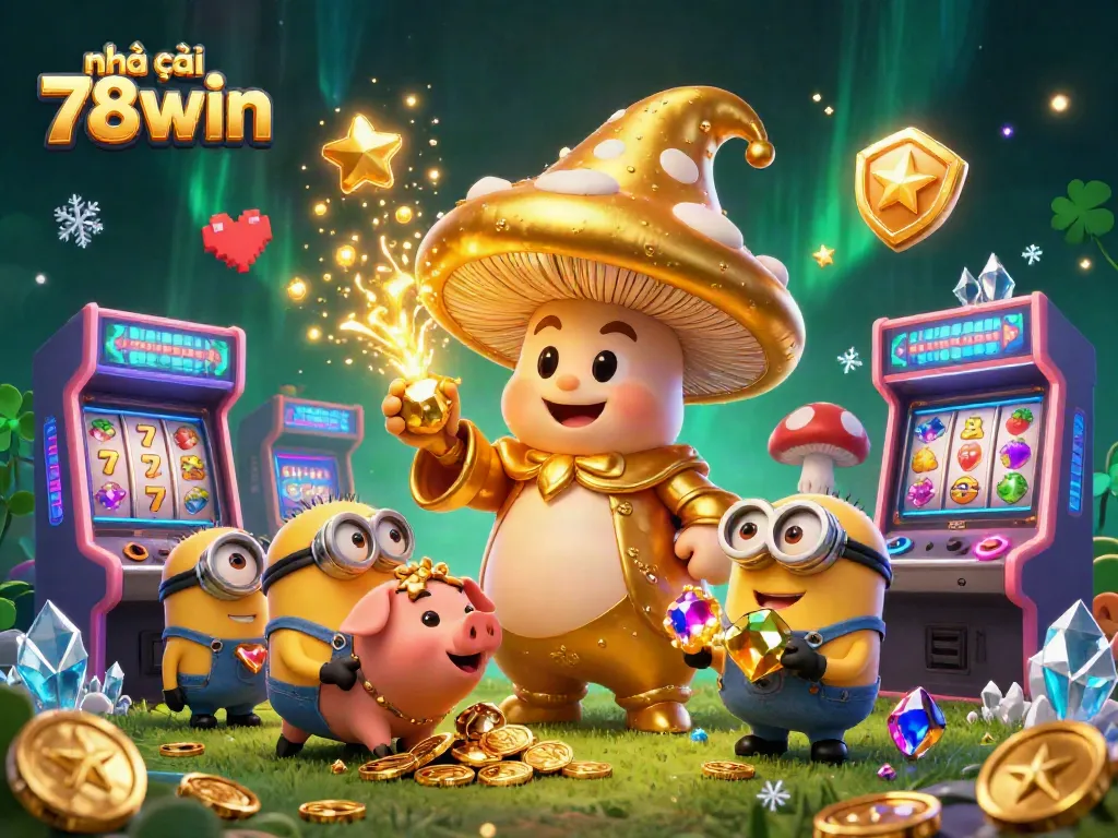 Experience exciting gaming actions at nhà cái 78win with vibrant slot machines and magical characters.
