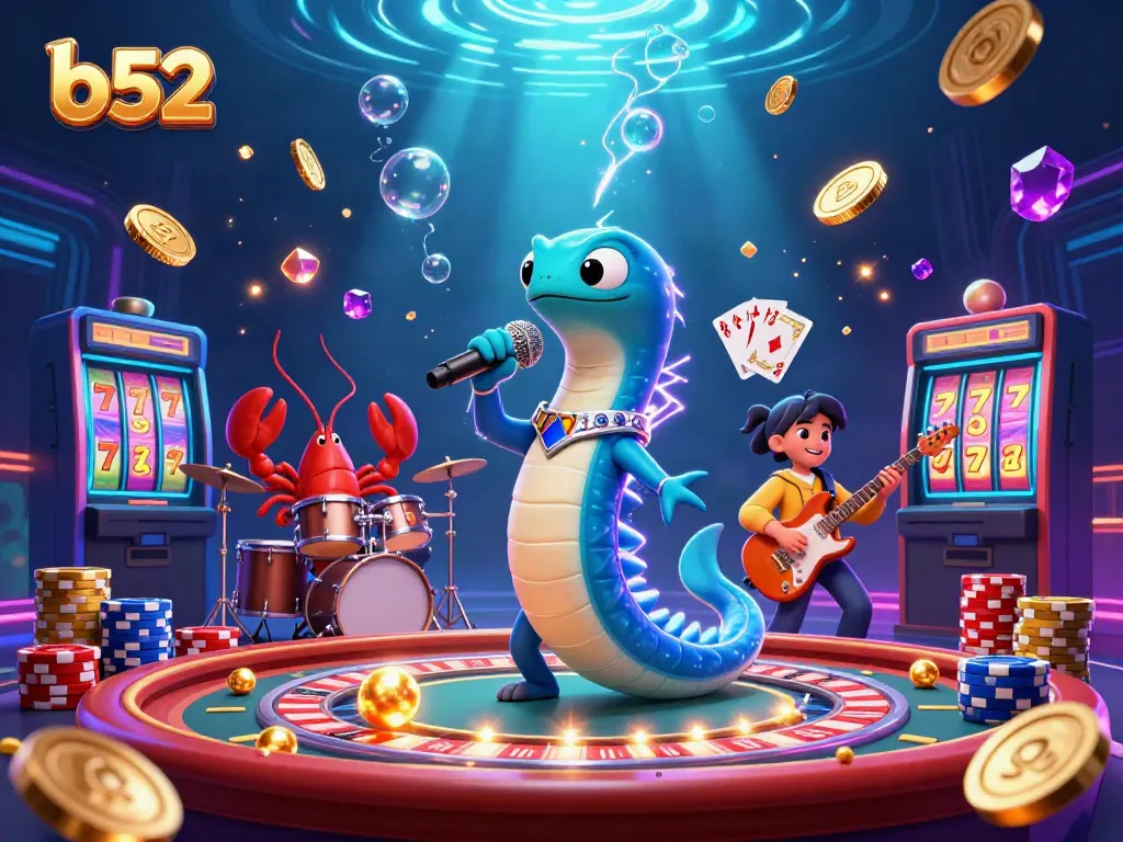 Experience the b52 electric eel DJing at an underwater casino with vibrant gaming elements.