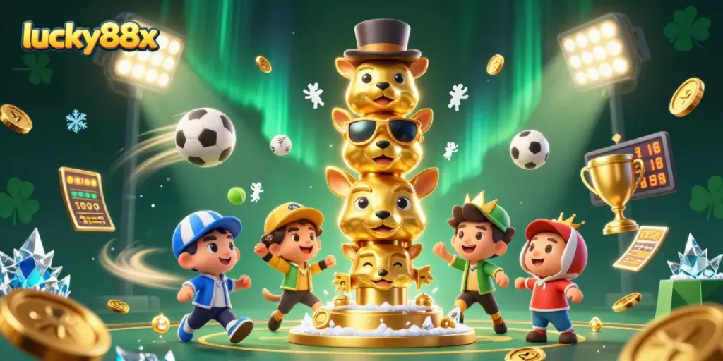 Join lucky88x in an immersive casino adventure with whimsical totems and dynamic sports elements.