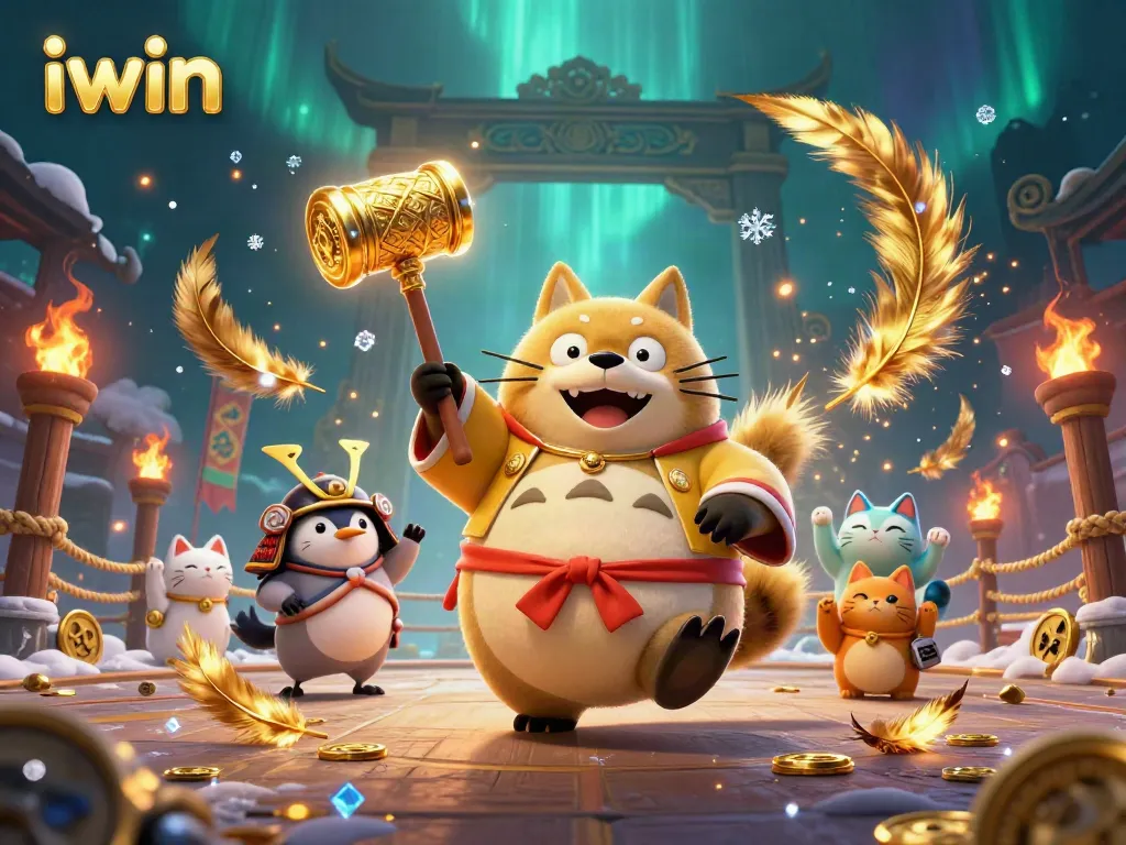 Experience iwin's vibrant gaming scene with colorful characters and thrilling casino elements.