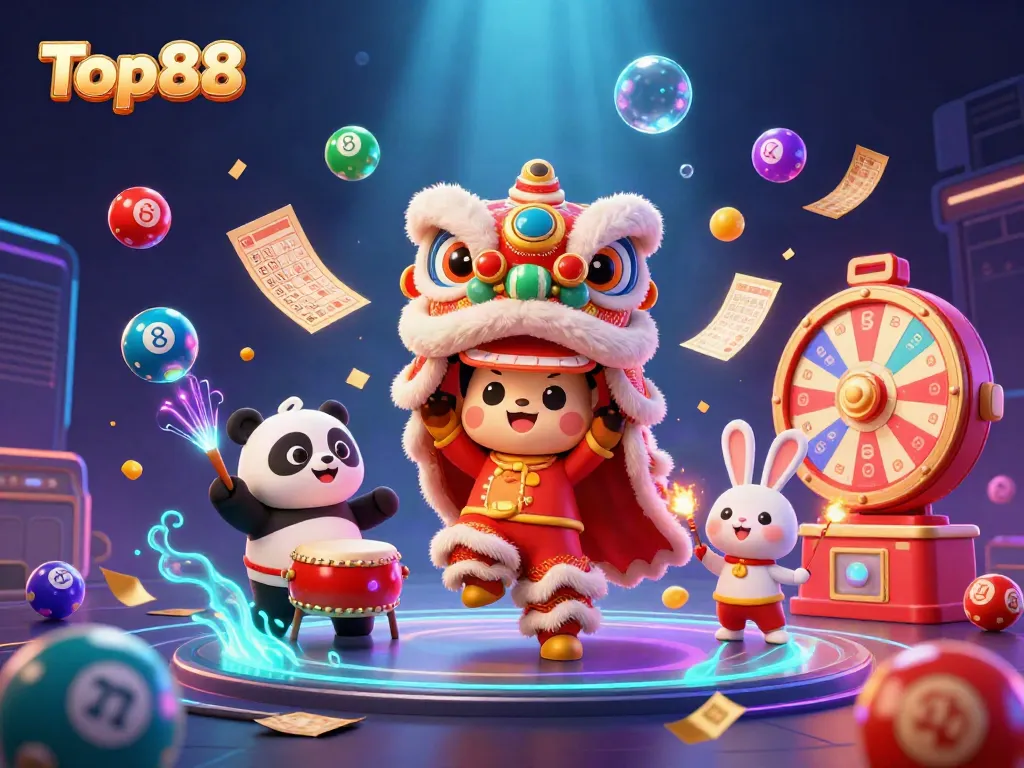 Experience luck and excitement with Top88's dynamic casino-themed 3D illustration.