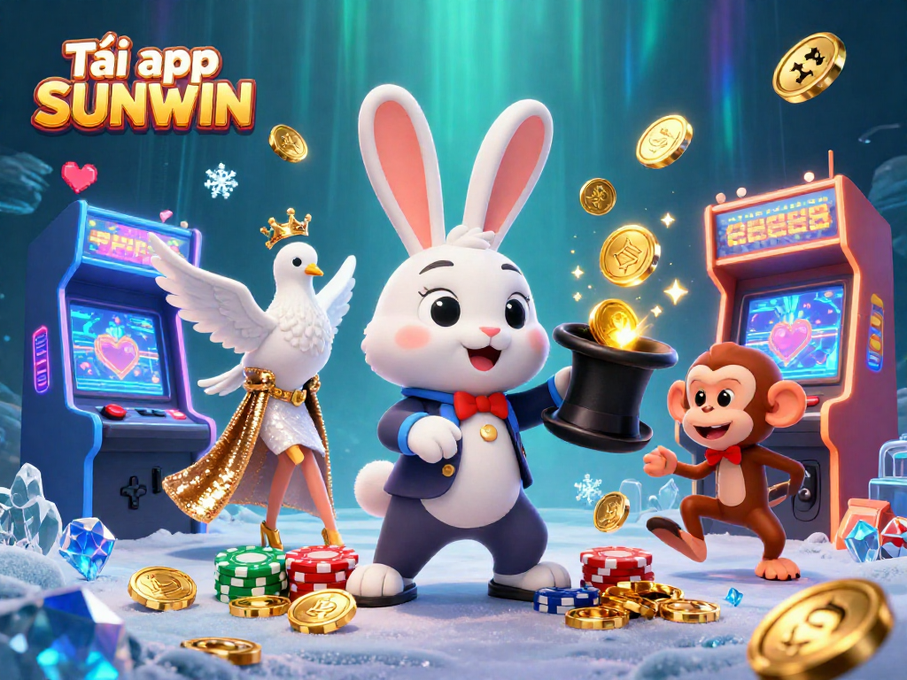 Tải app SUNWIN to enjoy a vibrant 3D casino adventure featuring a magical rabbit, animated dove, and monkey excitement.