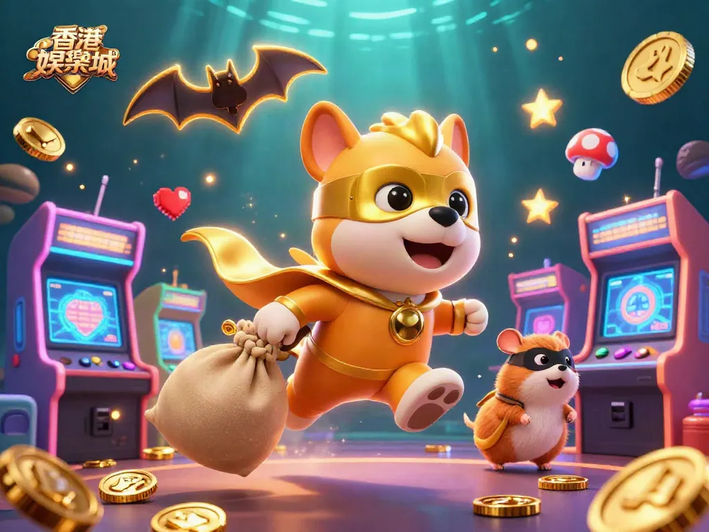 Experience the excitement of 香港娛樂城 with a superhero dog and hamster in action, surrounded by gaming magic.