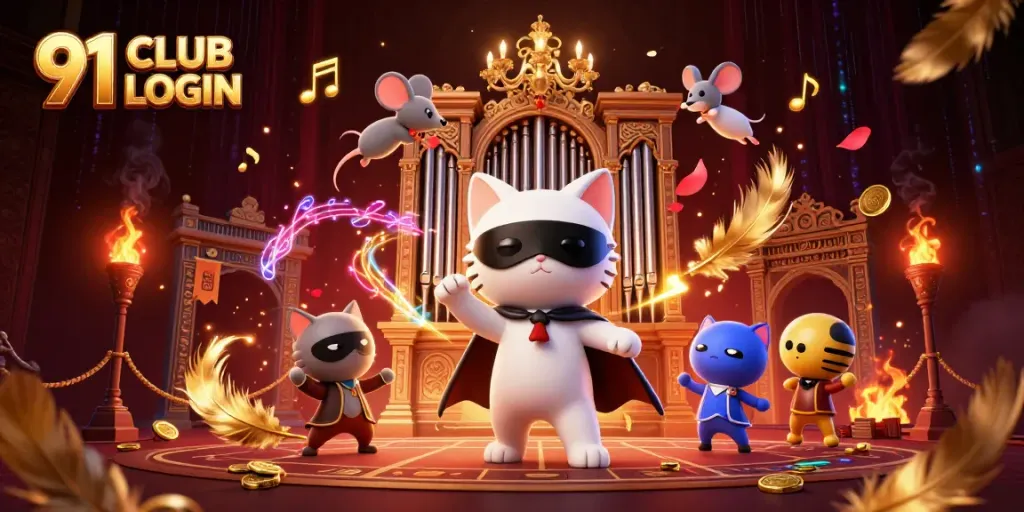 Engage in thrilling gameplay with 91 CLUB LOGIN featuring dynamic casino elements and vibrant character illustrations.