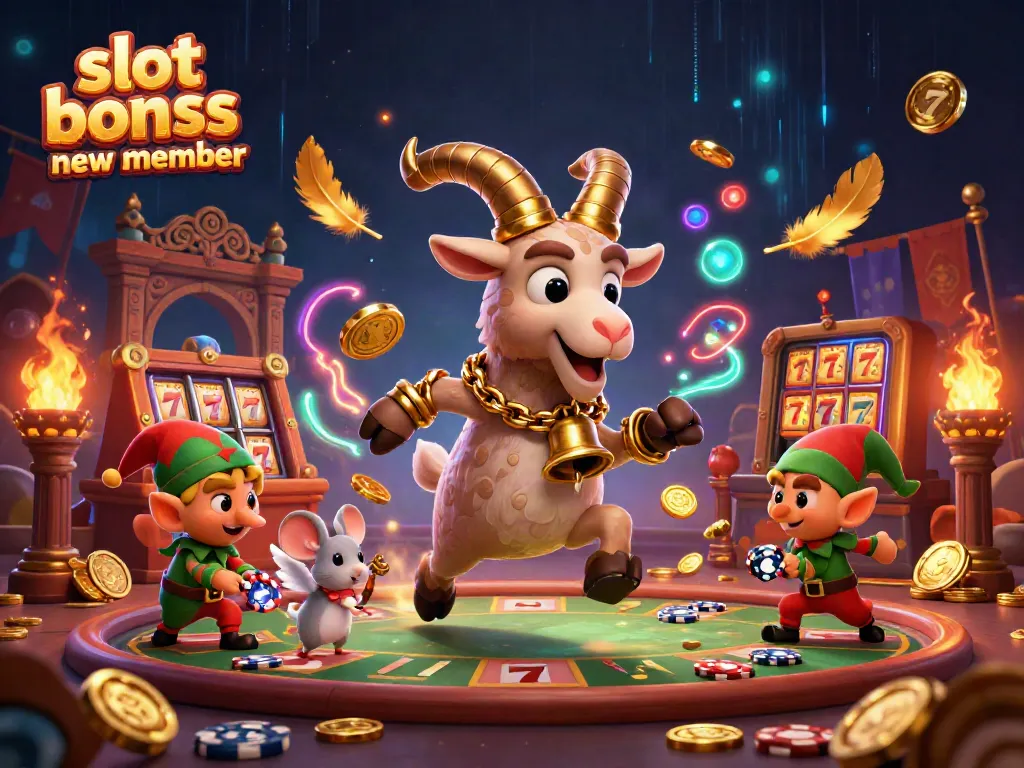 Engage in thrilling gameplay with slot bonus new member, featuring cartoon characters in a lively casino setting.