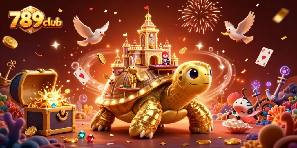 Experience thrilling wins with the vibrant 789club casino scene illustrated in a dynamic gaming environment.