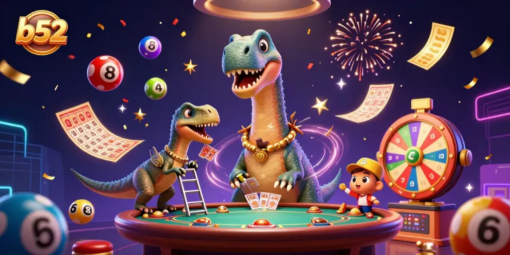 Experience the thrill of b52 gaming with a colorful and energetic casino scene.