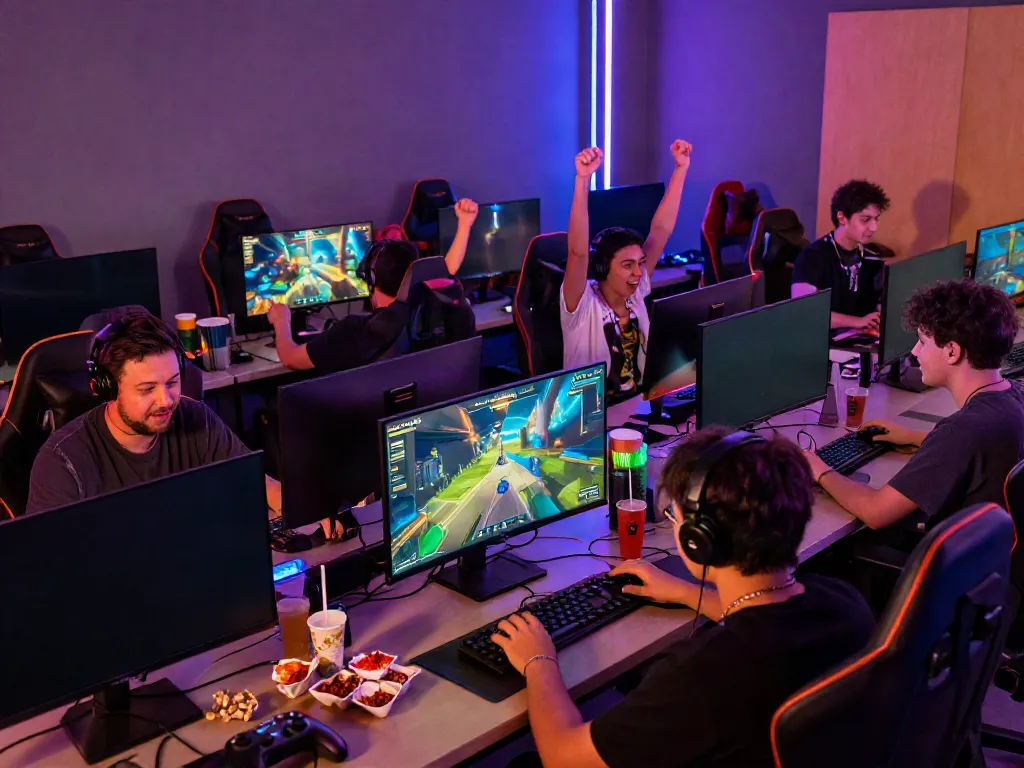 Exciting gaming community scene showcasing players engaged with KILAT404 games.