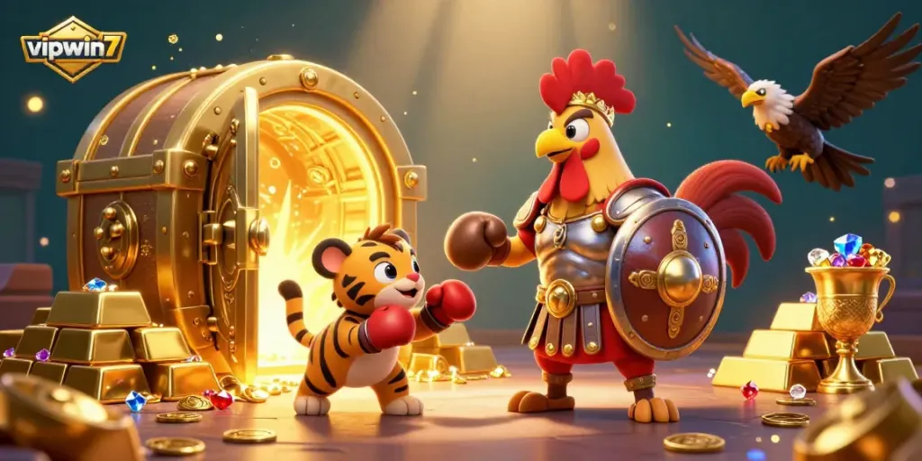 Engage in winning strategies at vipwin7 with a vibrant 3D casino illustration featuring an epic scene of gaming excitement.