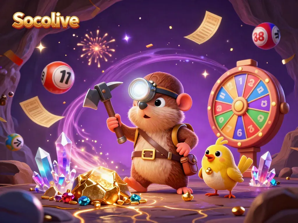 Socolive showcases live sports gaming with vibrant elements and stunning visuals in a dynamic 3D scene.